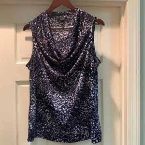 Blue multi cowl neck shell